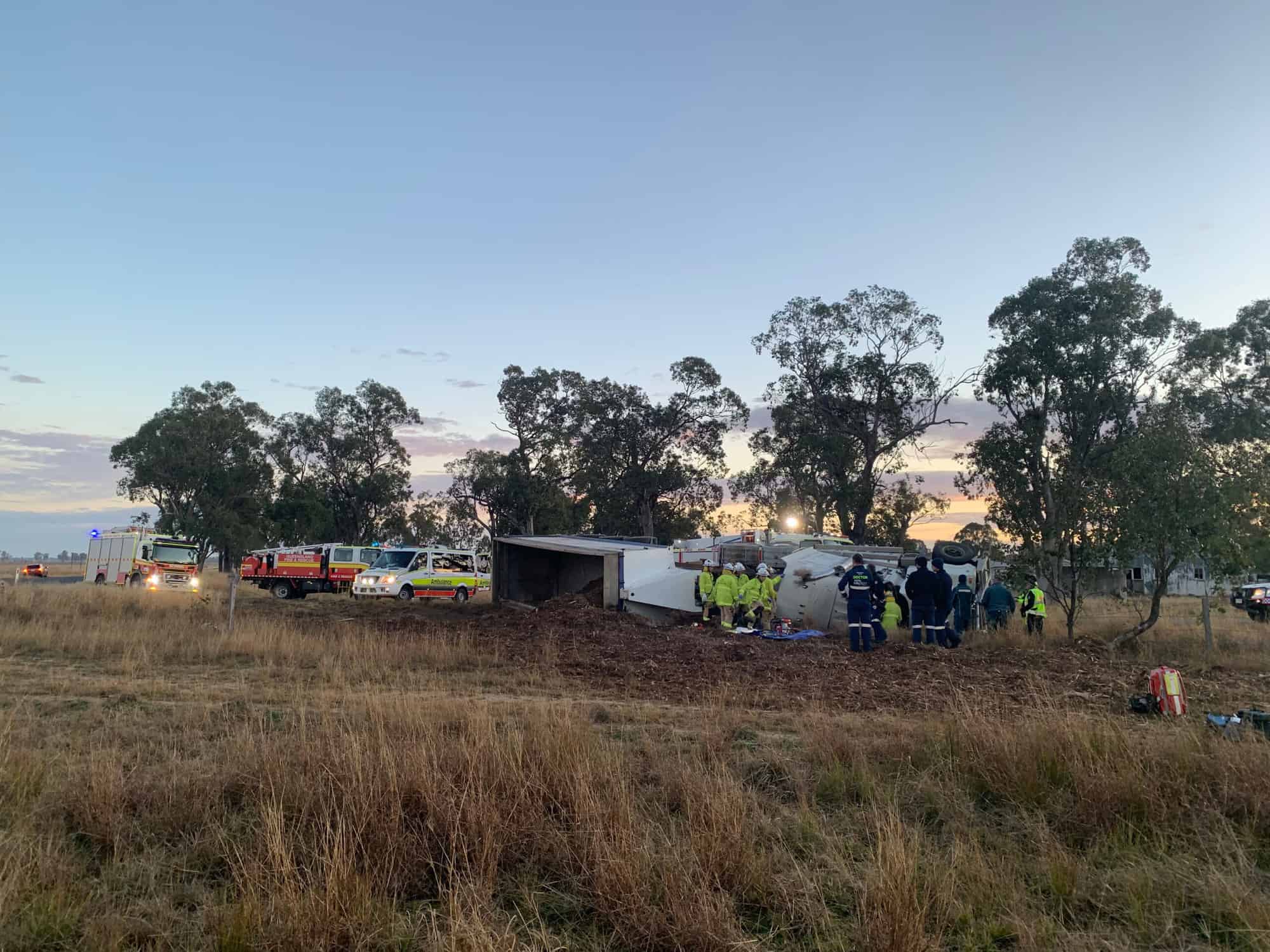 Driver airlifted to hospital after truck rollover - LifeFlight